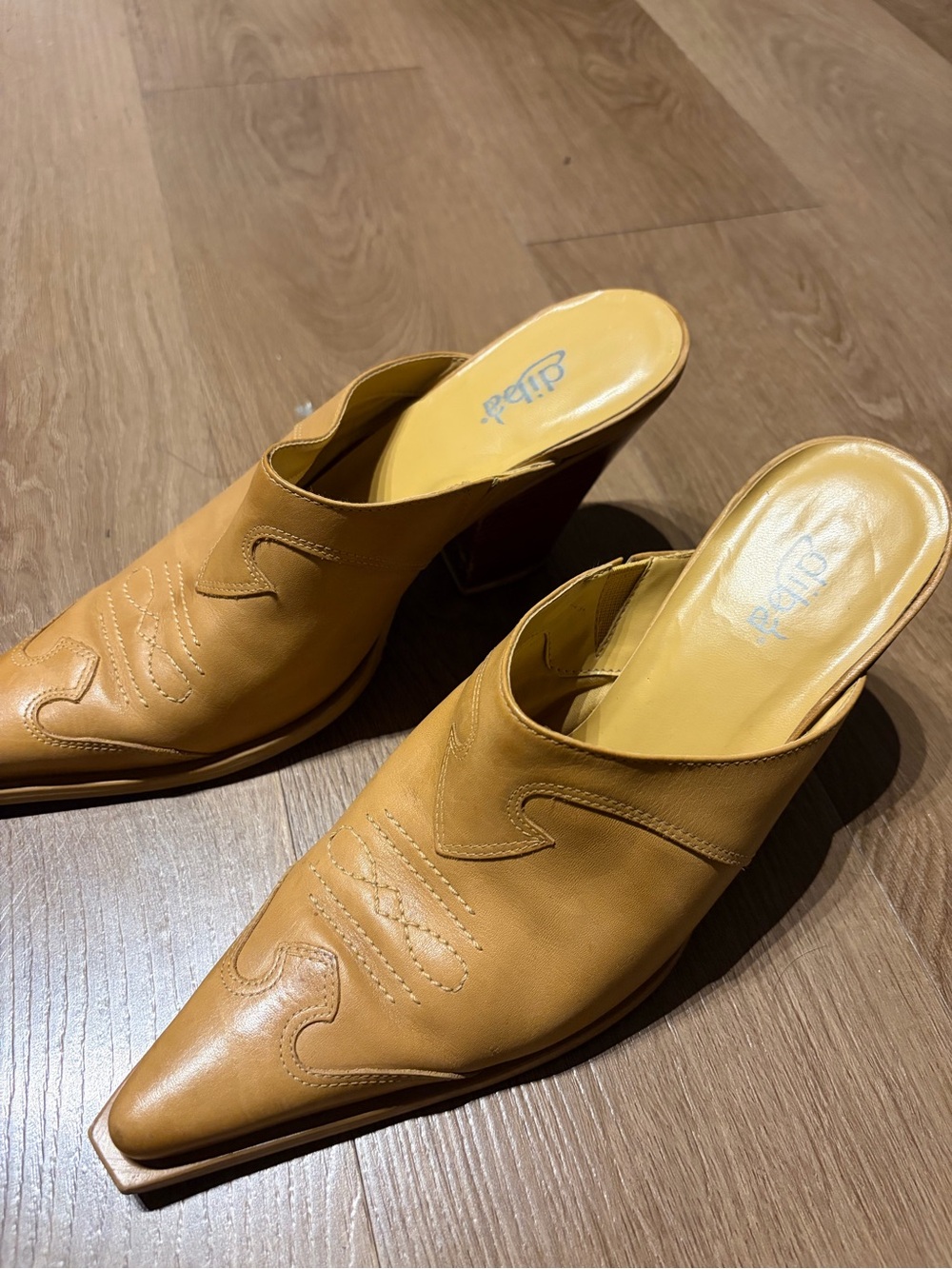 Vintage DIBA Western Mule Leather Heels